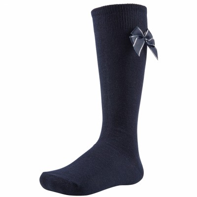 navy kniesokken met strik